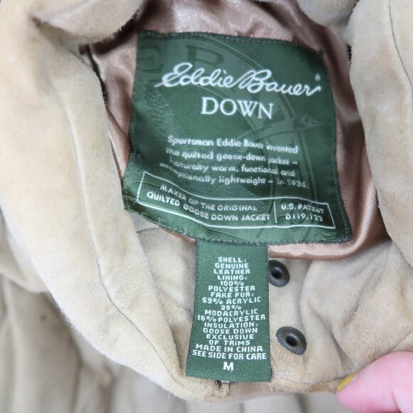 Eddie Bauer tan suede leather quilted down vest Women M - Picture 6 of 7
